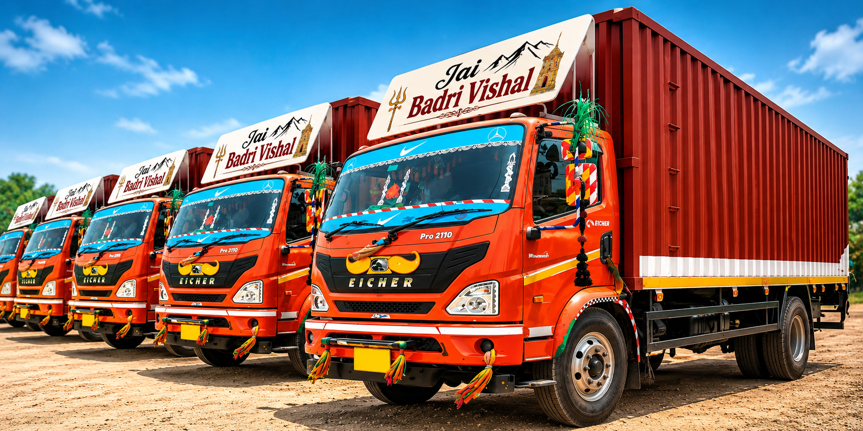 Aerial view of Jai Badri Vishal TPT truck yard
